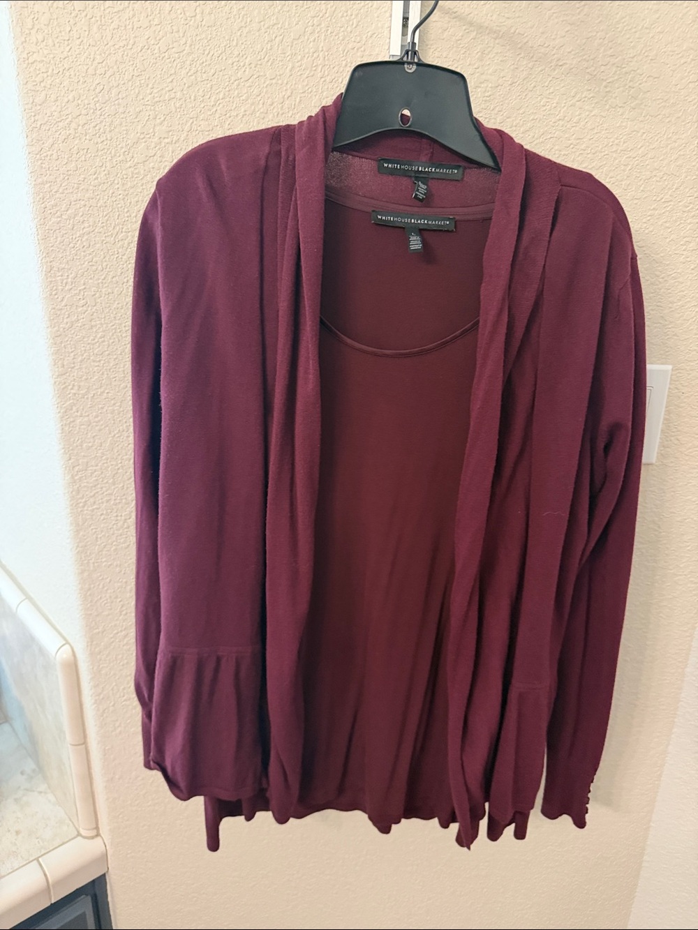 Two Piece White House Black Market Burgundy Open-Front Cardigan Sweater